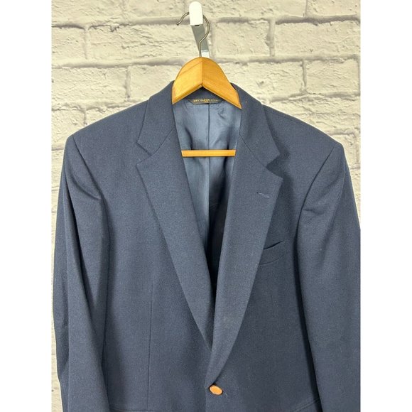 Imperial‎ by Haggar Navy Blue Two Buttons 100% Pure Wool Sport Coat Blazer Sz 42 - Picture 2 of 6